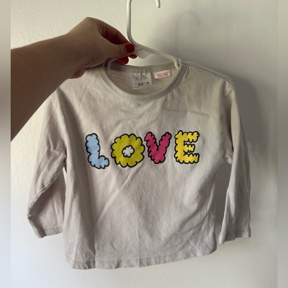Zara Kids Love Graphic Shirt - White